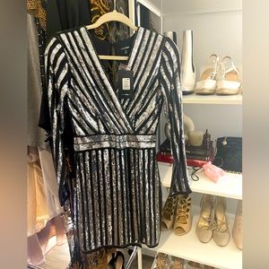 Sequin black mini dress